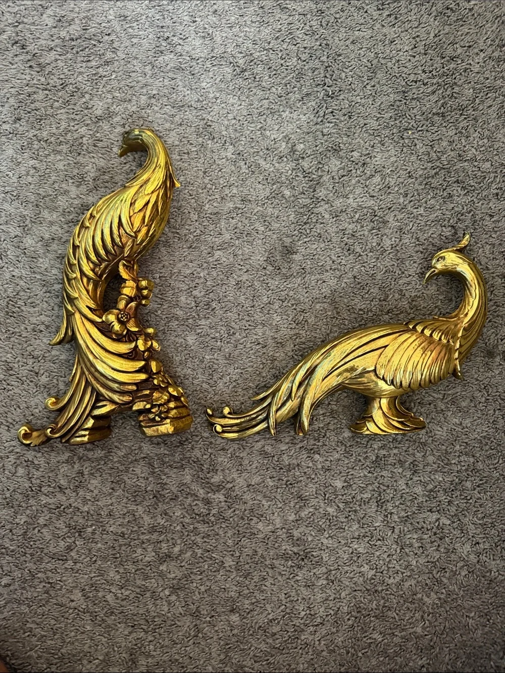 Vintage Syroco Gold Peacock Set - Elegant Pair for Living Room